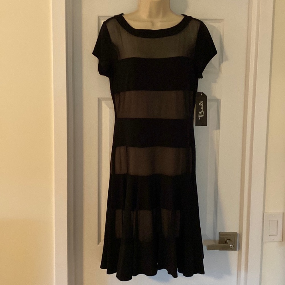 Bali Black and Tan knee length dress. Size 10